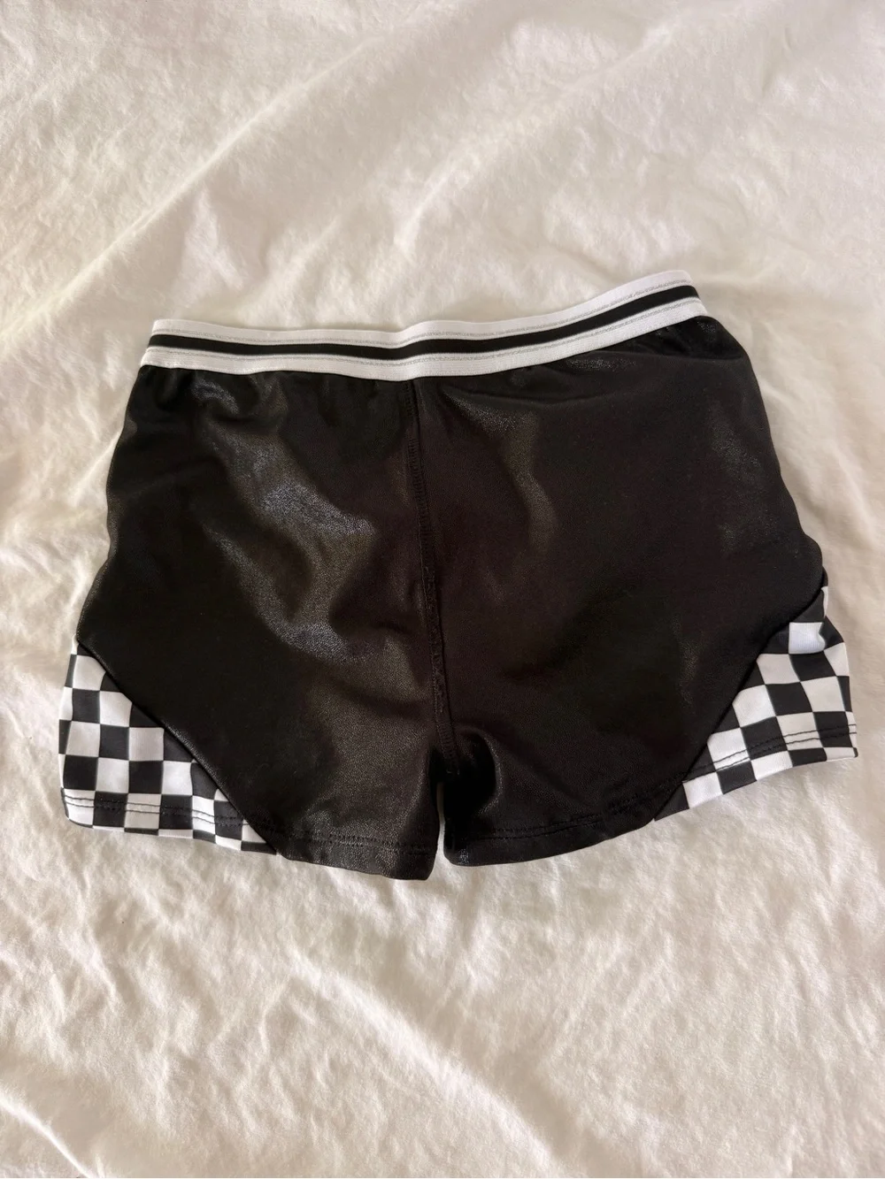 Black Checkered Trim Athletic Shorts Cartwheel Shorts